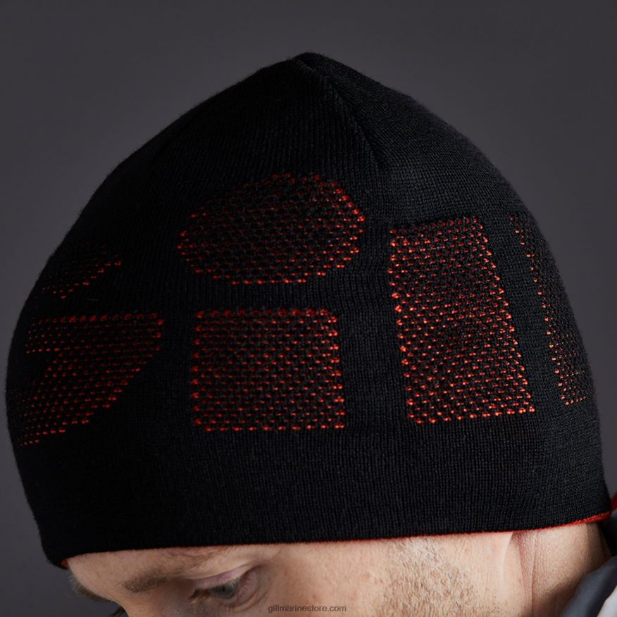 Gill Marine bonnet en maille réversible DDP04L324 noir & orange