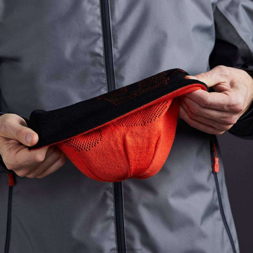 Gill Marine bonnet en maille réversible DDP04L324 noir & orange