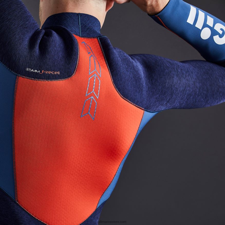 Gill Marine haut coupe-feu de course DDP04L578 denim foncé et orange