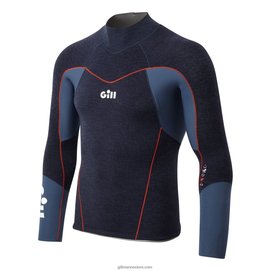 Gill Marine haut coupe-feu de course DDP04L578 denim foncé et orange