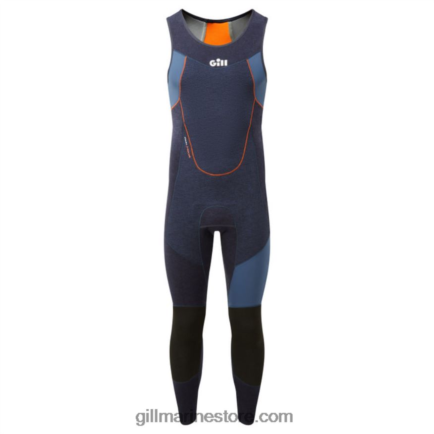 Gill Marine caleçon long firecell pour hommes DDP04L228 denim foncé et orange