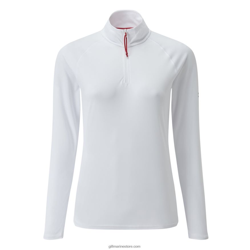 Gill Marine t-shirt zippé uv tec pour femmes - manches longues DDP04L202 blanc