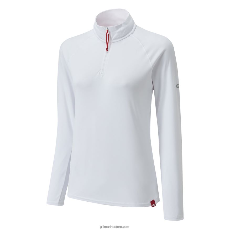Gill Marine t-shirt zippé uv tec pour femmes - manches longues DDP04L202 blanc