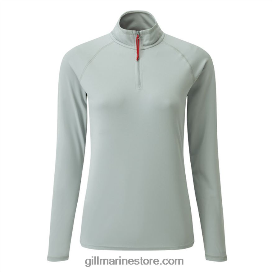Gill Marine t-shirt zippé uv tec pour femmes - manches longues DDP04L203 gris moyen