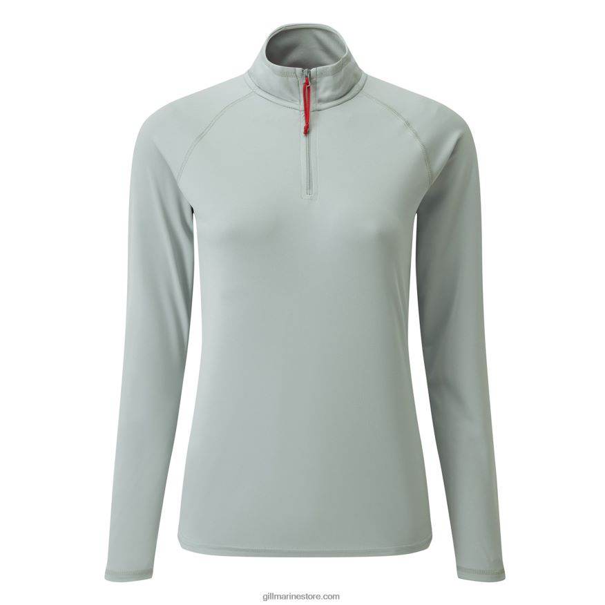 Gill Marine t-shirt zippé uv tec pour femmes - manches longues DDP04L203 gris moyen