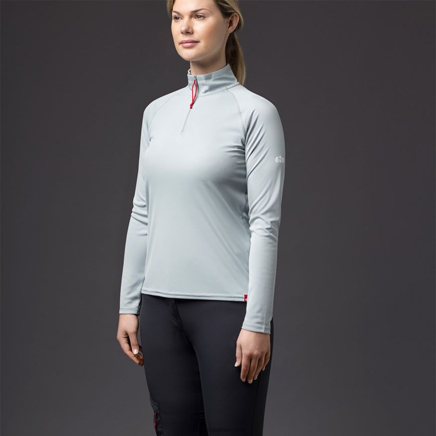 Gill Marine t-shirt zippé uv tec pour femmes - manches longues DDP04L203 gris moyen