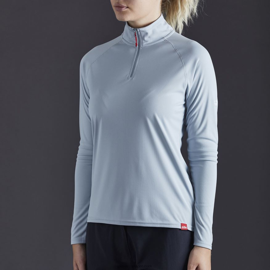 Gill Marine t-shirt zippé uv tec pour femmes - manches longues DDP04L203 gris moyen