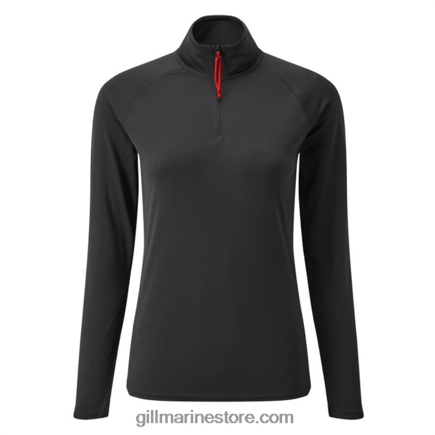 Gill Marine t-shirt zippé uv tec pour femmes - manches longues DDP04L204 charbon