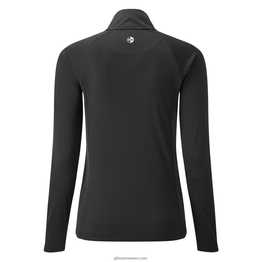 Gill Marine t-shirt zippé uv tec pour femmes - manches longues DDP04L204 charbon