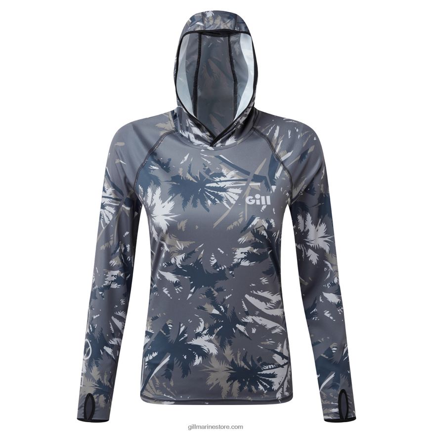 Gill Marine sweat à capuche xpel tec pour femme à imprimé palmiers DDP04L46 impression de paume
