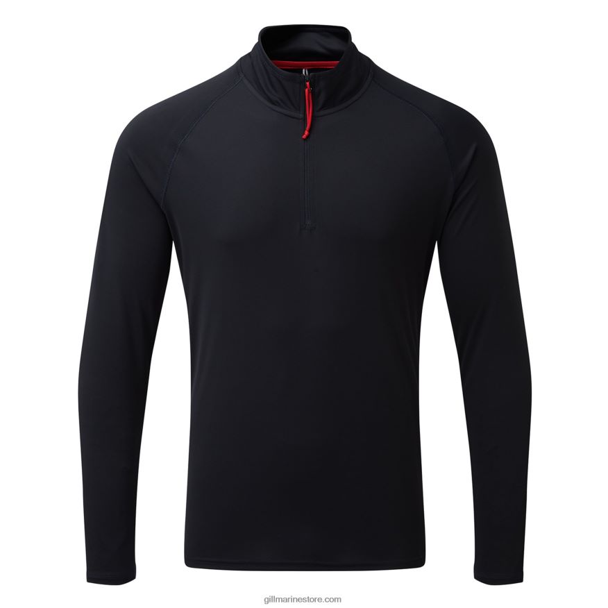 Gill Marine t-shirt zippé uv tec pour hommes - manches longues DDP04L217 marine