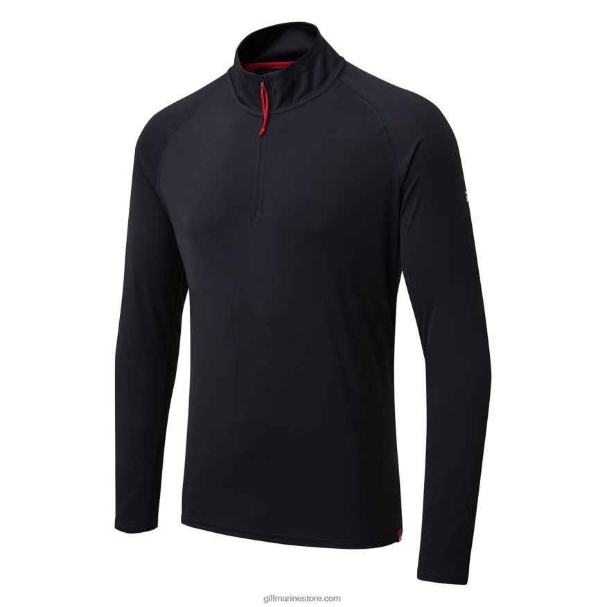 Gill Marine t-shirt zippé uv tec pour hommes - manches longues DDP04L217 marine